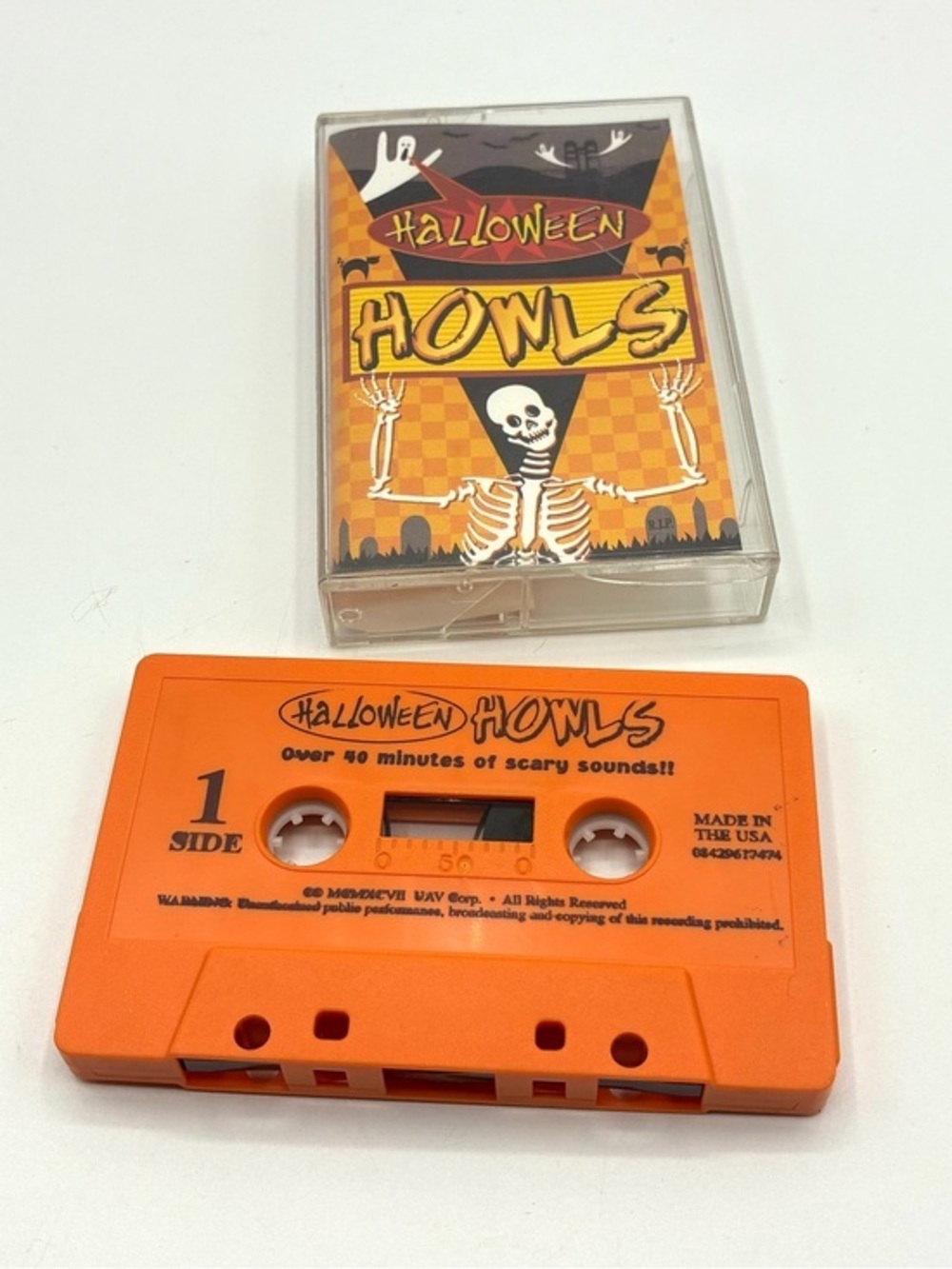 Vintage 1997 Halloween Howls Scary Sounds Cassette Tape Orange Tested Works